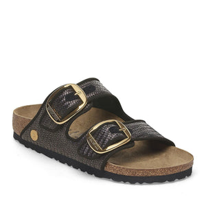 Birkenstock Arizona Big Buckle Raffia Black כפכפי נשים בירקנשטוק אריזונה אבזם ראפיה שחור