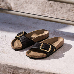 Birkenstock Madrid Big Buckle Raffia Black כפכפי בירקנשטוק מדריד