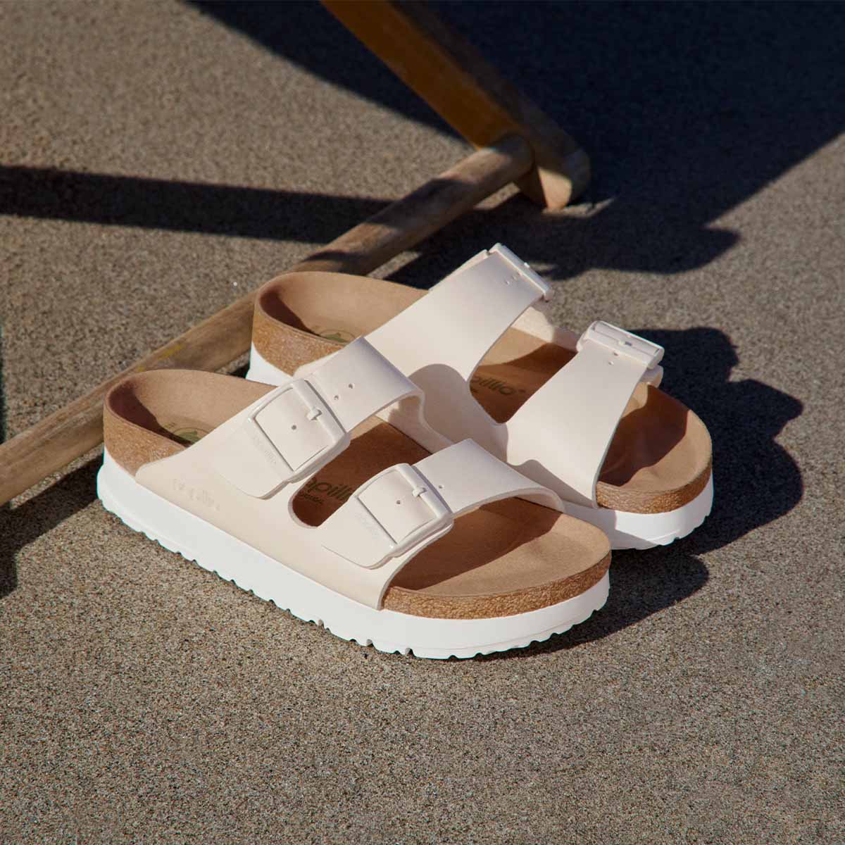 Birkenstock Arizona PAP Flex Platform Eggshell כפכפי אריזונה פלקס פלטפורם אגשל