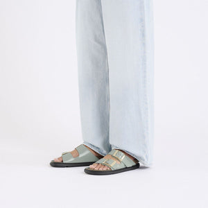 Birkenstock Arizona Droplet Buckle High-Shine Pure Sage כפכפי אריזונה דרופלט אבזם סייג' לנשים