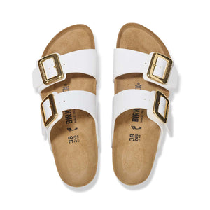 Birkenstock Sydney Cushion Buckle Patent White כפכפי בירקנשטוק לנשים סידני אבזם לבן לק