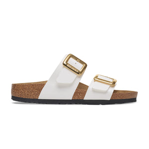 Birkenstock Sydney Cushion Buckle Patent White כפכפי בירקנשטוק לנשים סידני אבזם לבן לק