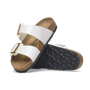 Birkenstock Sydney Cushion Buckle Patent White כפכפי בירקנשטוק לנשים סידני אבזם לבן לק