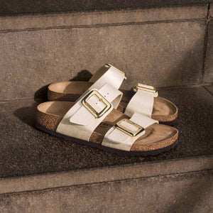Birkenstock Sydney Cushion Buckle Graceful Pearl White כפכפי בירקנשטוק סידני אבזם לבן פנינה