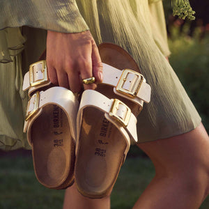 Birkenstock Sydney Cushion Buckle Graceful Pearl White כפכפי בירקנשטוק סידני אבזם לבן פנינה