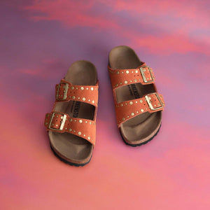 Birkenstock Arizona Rivet Border Dark Rust כפכפי בירקנשטוק אריזונה ראסט