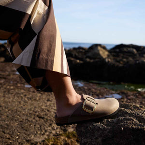 Birkenstock Boston Big Buckle Tabacco Brown כפכפי נשים בוסטון אבזם גדול חום טבק