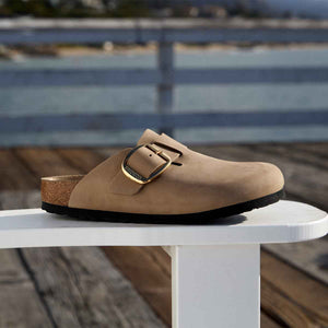 Birkenstock Boston Big Buckle Tabacco Brown כפכפי נשים בוסטון אבזם גדול חום טבק