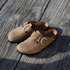 Birkenstock Boston Big Buckle Tabacco Brown כפכפי נשים בוסטון אבזם גדול חום טבק