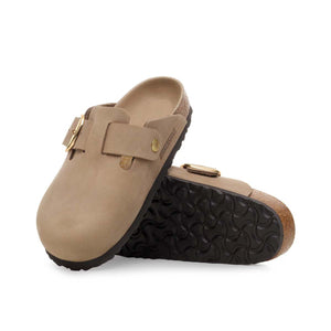 Birkenstock Boston Big Buckle Tabacco Brown כפכפי נשים בוסטון אבזם גדול חום טבק