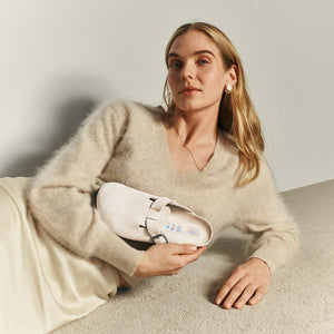 Birkenstock Boston BS Oyster Tonal Fb Unisex כפכפי בירקנשטוק בוסטון אויסטר