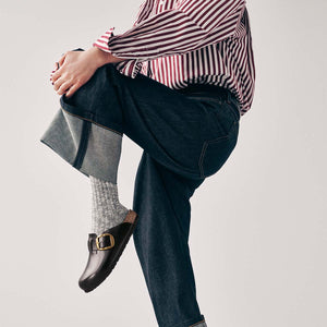 Birkenstock Boston Big Buckle Black Amalfi כפכפי בוסטון אבזם גדול שחור אמלפי לנשים