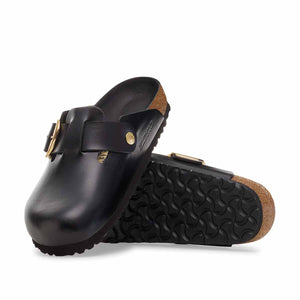 Birkenstock Boston Big Buckle Black Amalfi כפכפי בוסטון אבזם גדול שחור אמלפי לנשים