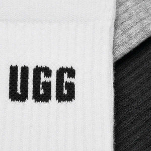 UGG Quinlin Logo Quarter 3 Pack Nimbus Grey Heather Black גרבי נשים