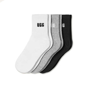 UGG Quinlin Logo Quarter 3 Pack Nimbus Grey Heather Black גרבי נשים