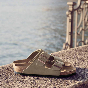 בירקנשטוק כפכפי גברים אריזונה סטון Birkenstock Arizona Birko-Flor Nubuck Stone