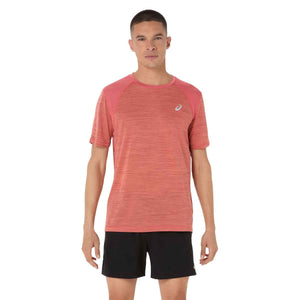 Asics Road Ss Top Man Dark Pink Clay חולצת ריצה אסיקס לגברים