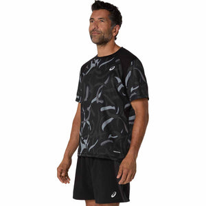 Asics Road All Over Print Ss Top Men חולצת ריצה לגברים