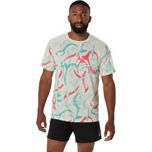 Asics Road All Over Print Ss Top Men חולצת ריצה אסיקס