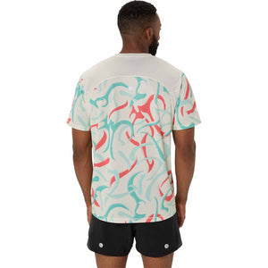 Asics Road All Over Print Ss Top Men חולצת ריצה אסיקס