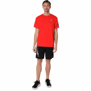 Asics Icon Ss Top Man Flash Red חולצת ריצה לגברים