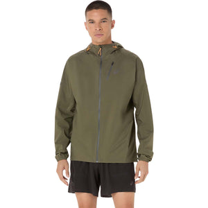 Asics Fujitrail Elite Waterproof Jacket Man Mantle Green ג'קט ריצה עמיד למים לגברים