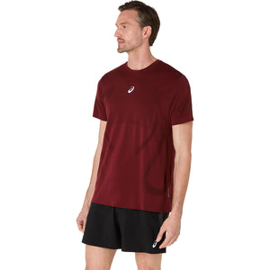 Asics Road Seamless Ss Top Man Dark Red Planet חולצת ריצה אסיקס לגברים