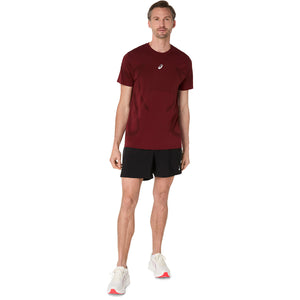 Asics Road Seamless Ss Top Man Dark Red Planet חולצת ריצה אסיקס לגברים