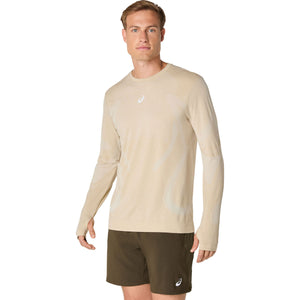 Asics Road Seamless Ls Top Man Cream חולצת ריצה ארוכה לגברים