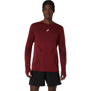 Asics Road Seamless Ls Top Man Dark Red Planet חולצת ריצה ארוכה אסיקס לגברים