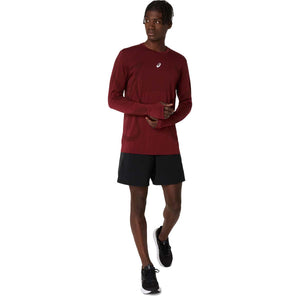 Asics Road Seamless Ls Top Man Dark Red Planet חולצת ריצה ארוכה אסיקס לגברים