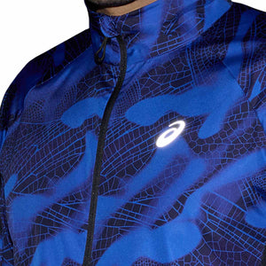 Asics Road Lite-Show Packable Jacket Man Performance Black Dark Cobalt ג'קט ריצה מתקפל לגברים