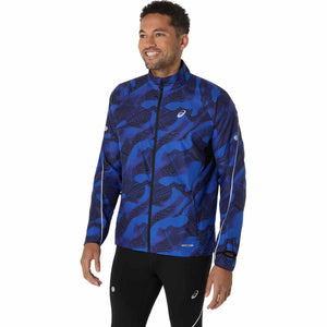 Asics Road Lite-Show Packable Jacket Man Performance Black Dark Cobalt ג'קט ריצה מתקפל לגברים