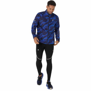 Asics Road Lite-Show Packable Jacket Man Performance Black Dark Cobalt ג'קט ריצה מתקפל לגברים