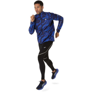 Asics Road Lite-Show Packable Jacket Man Performance Black Dark Cobalt ג'קט ריצה מתקפל לגברים