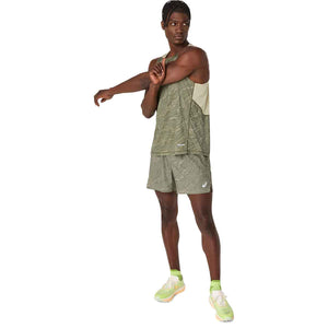 Asics Fujitrail All Over Print 5In Short Men Man Mantle Green מכנסי ריצה קצרות לגברים