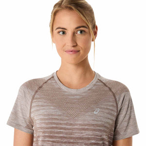 Asics Seamless Ss Top Women Taupe Grey Coffee חולצת ריצה לנשים