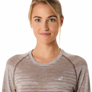Asics Seamless Ls Top Women Taupe Grey Coffee חולצת ריצה לנשים