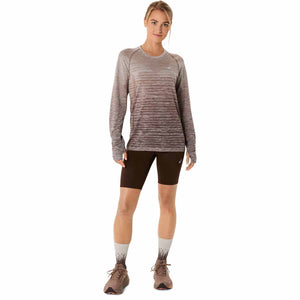 Asics Seamless Ls Top Women Taupe Grey Coffee חולצת ריצה לנשים