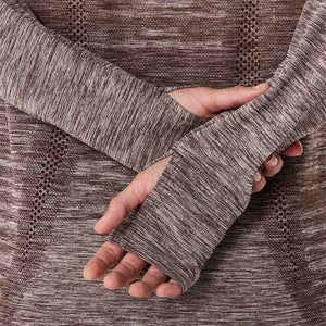 Asics Seamless Ls Top Women Taupe Grey Coffee חולצת ריצה לנשים