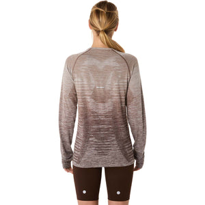 Asics Seamless Ls Top Women Taupe Grey Coffee חולצת ריצה לנשים