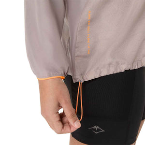 Asics Fujitrail Packable Windbreaker Woman Rainstorm Grey מעיל ריצה מתקפל לנשים