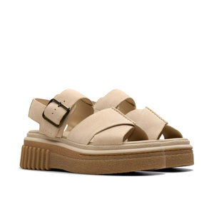 Clarks Evamar Wish Ecru Suede סנדלי קלארקס לנשים