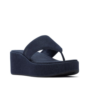 Fit Flop Platfformss Wedge Toe Post Denim Dark Denim סנדלי פיטפלופ לנשים כחול