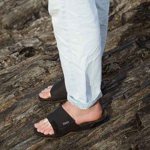 Reef Fanning Slide Black Silver כפכפי גברים ריף