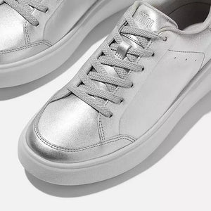 Fit Flop Rtg Metallic-Leather Sneakers Silver סניקרס נשים פיט פלופ