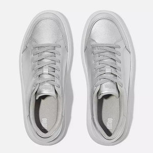 Fit Flop Rtg Metallic-Leather Sneakers Silver סניקרס נשים פיט פלופ
