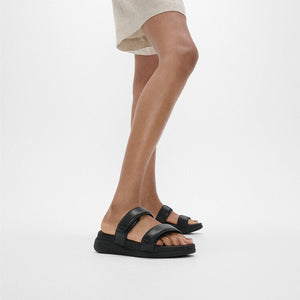 Fit Flop F-Mode Go Adjustable Flatform Two-Bar Slides All Black פ-מוד סלייד שחור