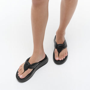 Fit Flop F-Mode Knot Soft Leather Flatform Toe Post כפכפי נשים פיט פלופ