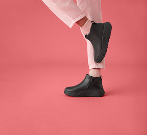 Fit-Flop F-Mode Flatform Zip Ankle Boots Black פ-מוד פלאט פורם שחור נשים